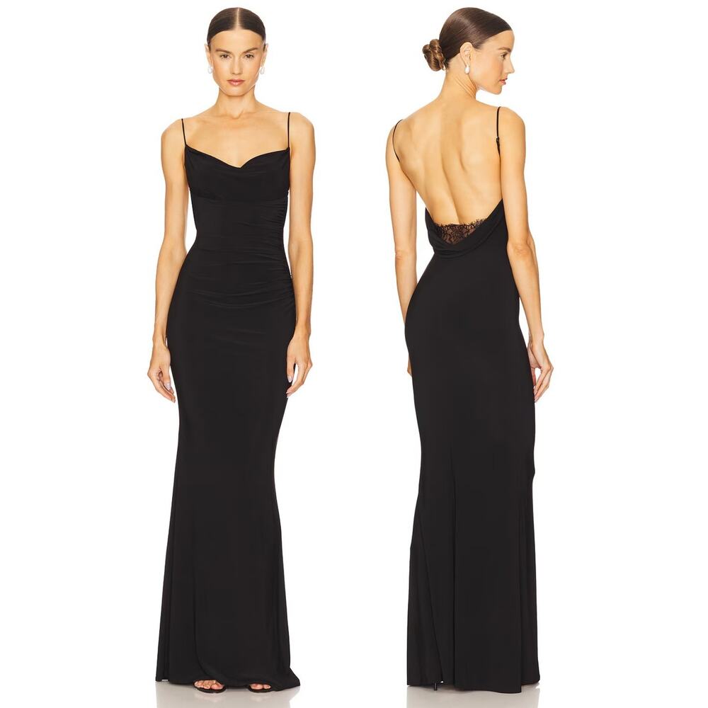 Katie May Surreal Gown Maxi Dress Cowl Neck Formal Gala Party Elegant Prom Sz M